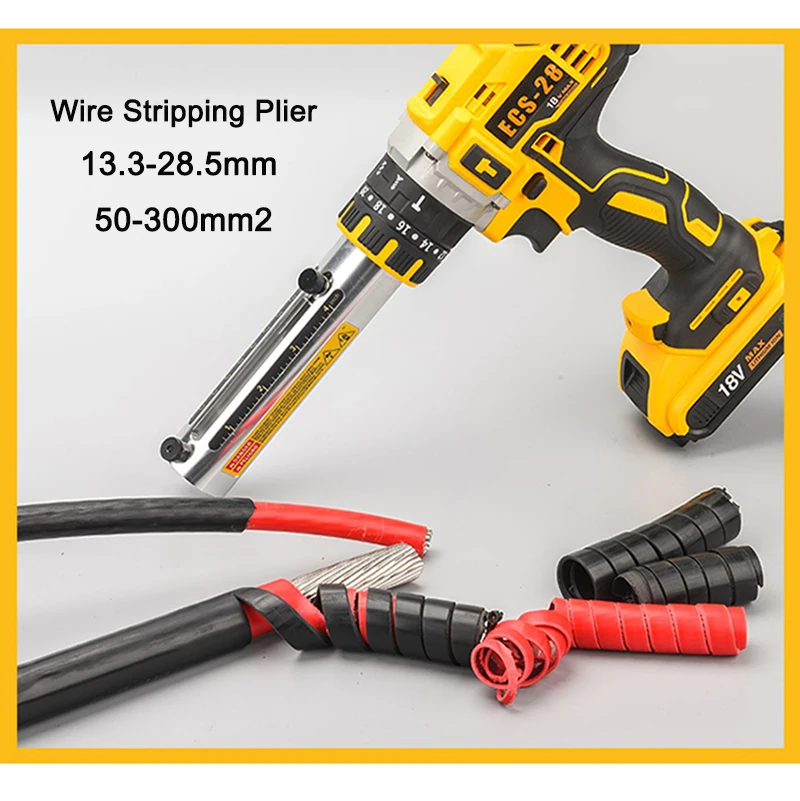 

Electric Wire Stripping Pliers ECS-28 Portable Rechargeable Wire Peeling machine 50-300mm2 Fast Cable Stripper Φ13.3~28.5mm