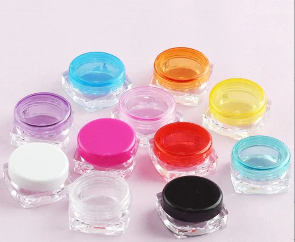 

100pcs Cosmetics Jar Box Makeup Cream Nail Art Cosmetic Bead Storage Pot Container Round Bottle Portable Plastic Transparent