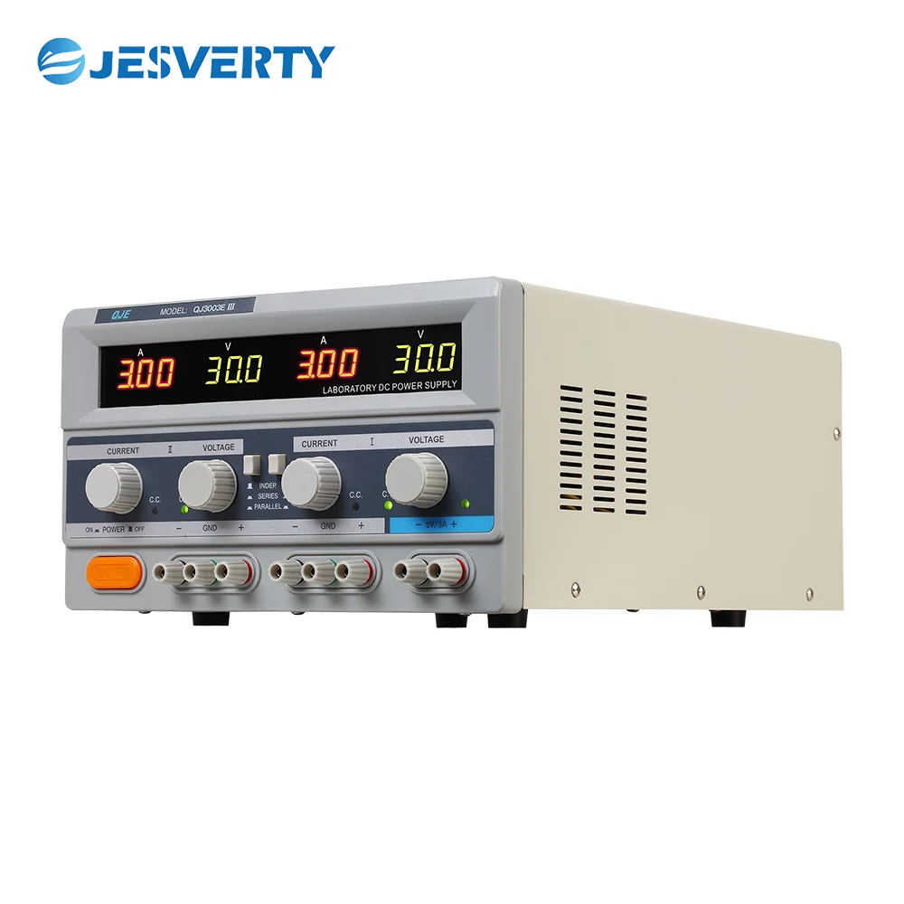 QJ3003Elll 195W Desktop Power Supply 3-Way DC Regulated 0-30V 0-3A Adjustable Triple 3-Digit Display Current Limiting Protection