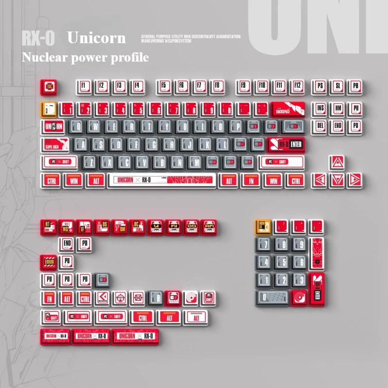 Imagem -05 - Unicórnio Rx0 Tema Keycap Grupo 160key Pbt Custom Nuclear Power Keycap Teclado Cherry Profile Gaming Keycap para Teclado Mecânico