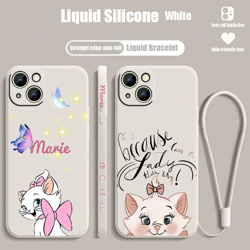 Disney Marie kot dla Apple iPhone 15 14 13 12 11 XS XR X 8 7 Pro Max Plus Mini etui na lewą linę