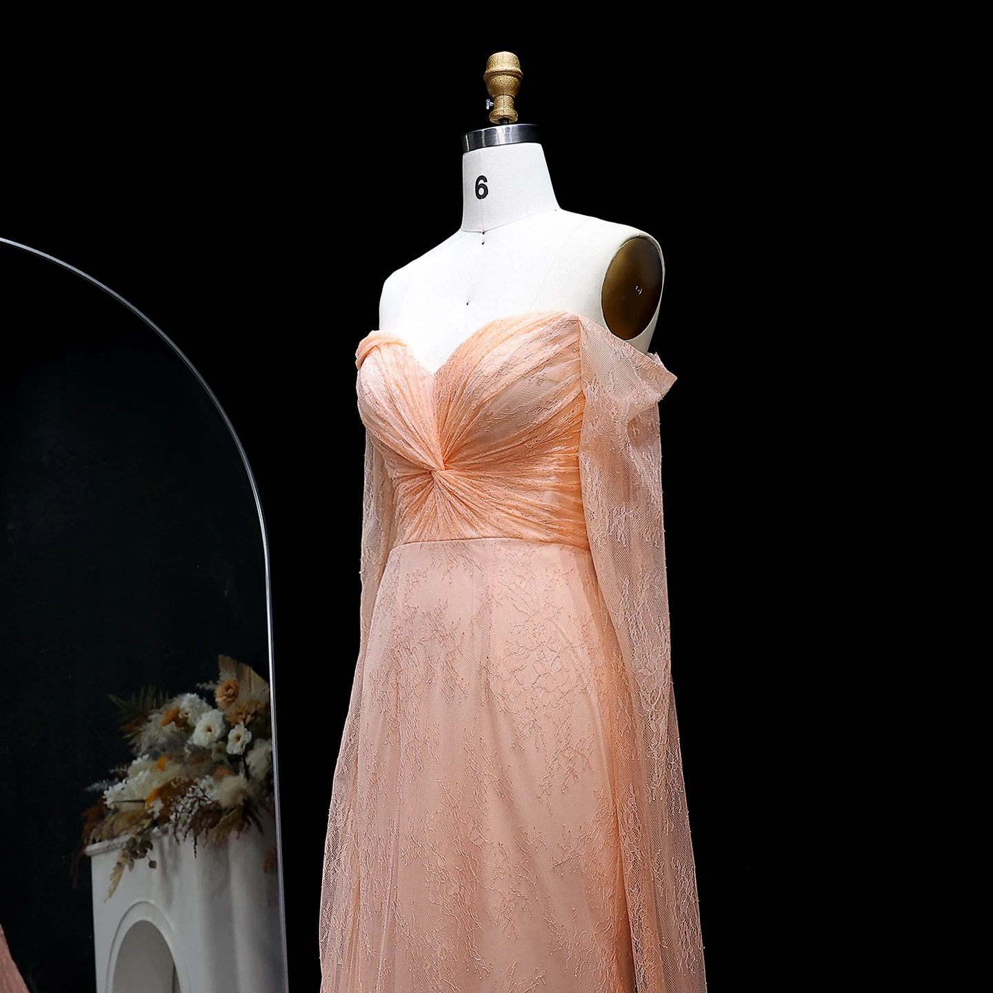 Sharon Said Spitzen-Meerjungfrauenkleid in Lila mit Kurzen Ärmeln, Arabisches Damen-Hochzeitskleid SF055, Maßanfertigung – Detail 24
