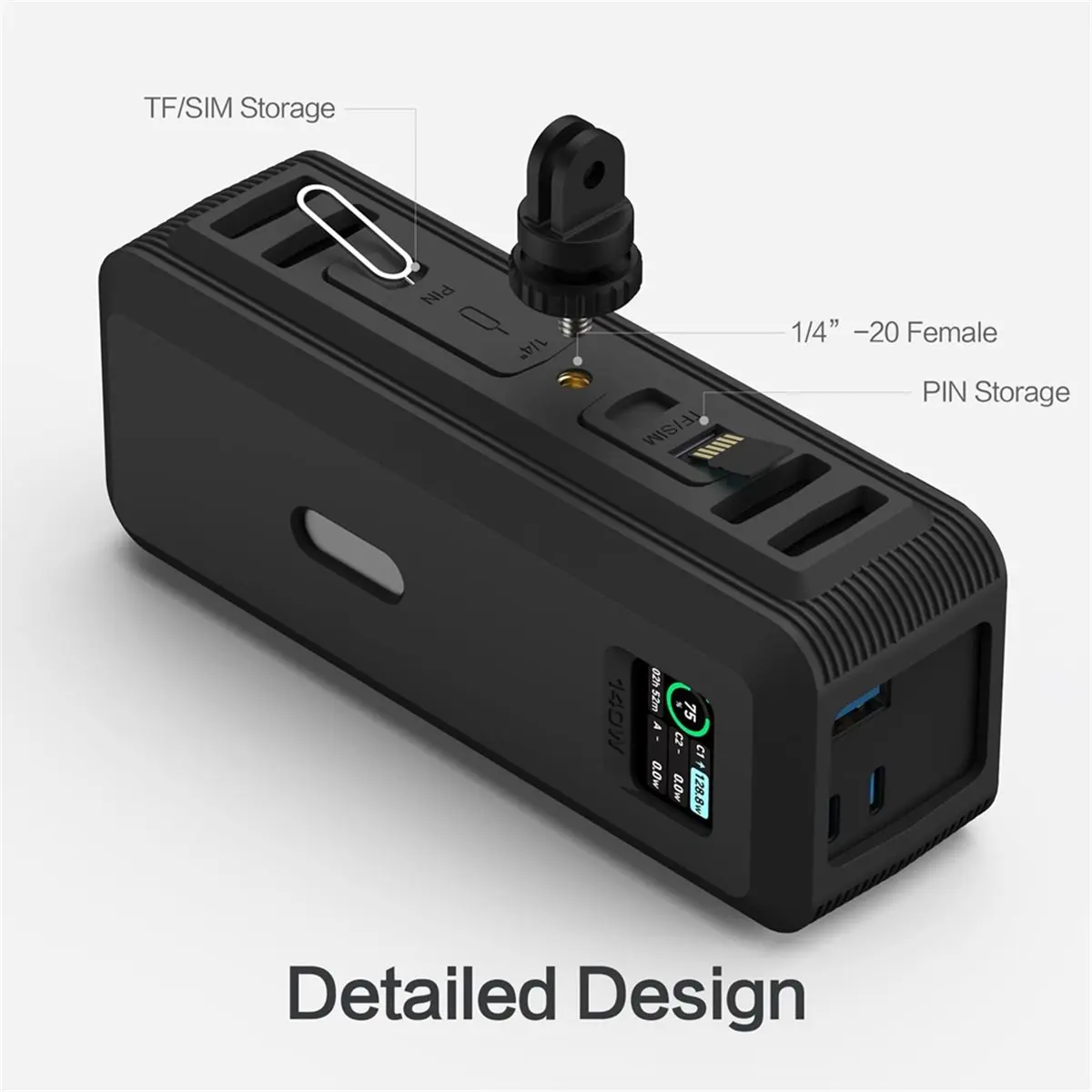 TCE  Silicone Protective Case for 737 Power Bank 24,000mAh with SD/SIM Card Slot, 1/4-Inch Nut Hole, Handle Black