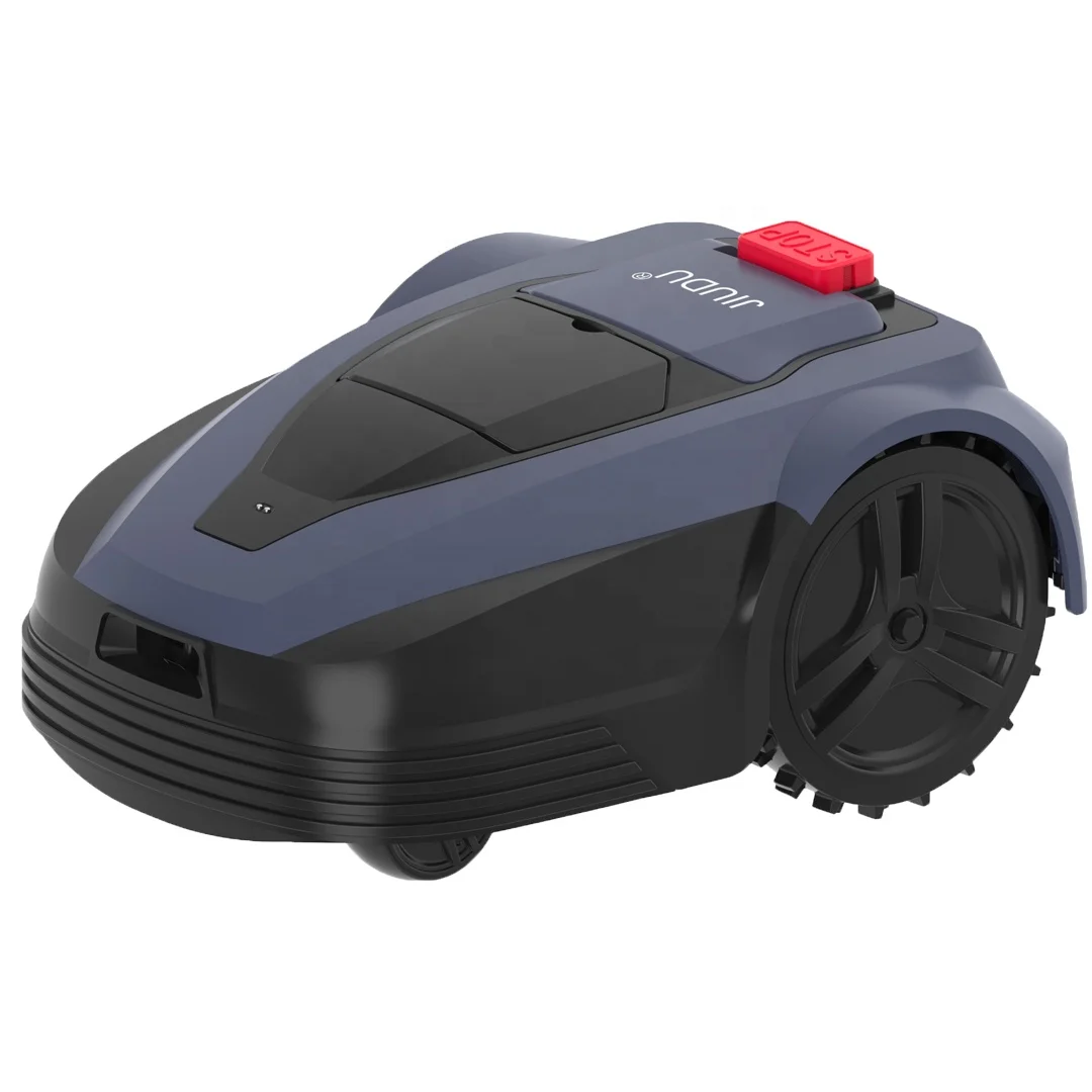 

robotic mower garden LCD screen with setting menu Lift sensor 4 pivot razor blades cutting system