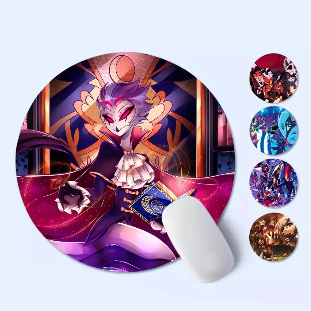 

Cartoon H-Helluva B-Boss Mousepad 20x20cm Round Desktop Desk Mat Kawaii Gaming Accessories Students Writing Pad Mouse Pad for PC