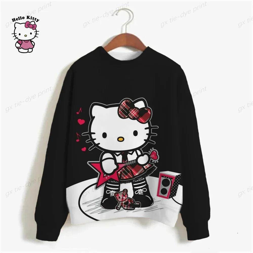 HELLO KITTY Japanese Anime Funny Cartoon Hoodie Women Spirited Away HELLO KITTY Sweatshirt 90s Graphic Hoody Female