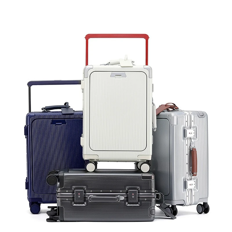 

Front Opening Aluminum Frame 20 Inch 24 Inch Hard Shell Spinner Suitcase Lightweight TSA Lock Wide Telescopic Handle 4 Wheels