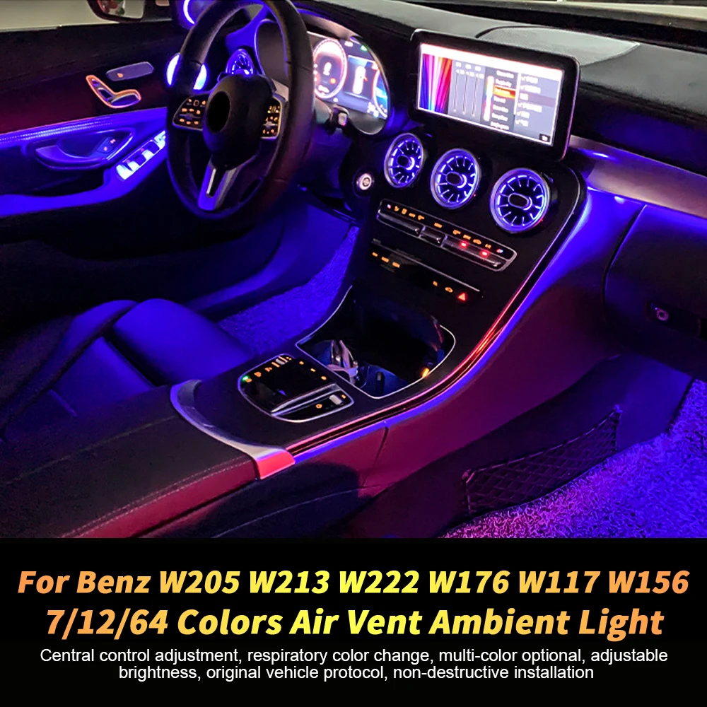 

Комплект для модификации салона автомобиля с турбинными воздуховодами и подсветкой для Mercedes-Benz W205 C-Class, GLC X253, W213 E-Class, W222 S-Class, W117 / для B/W176