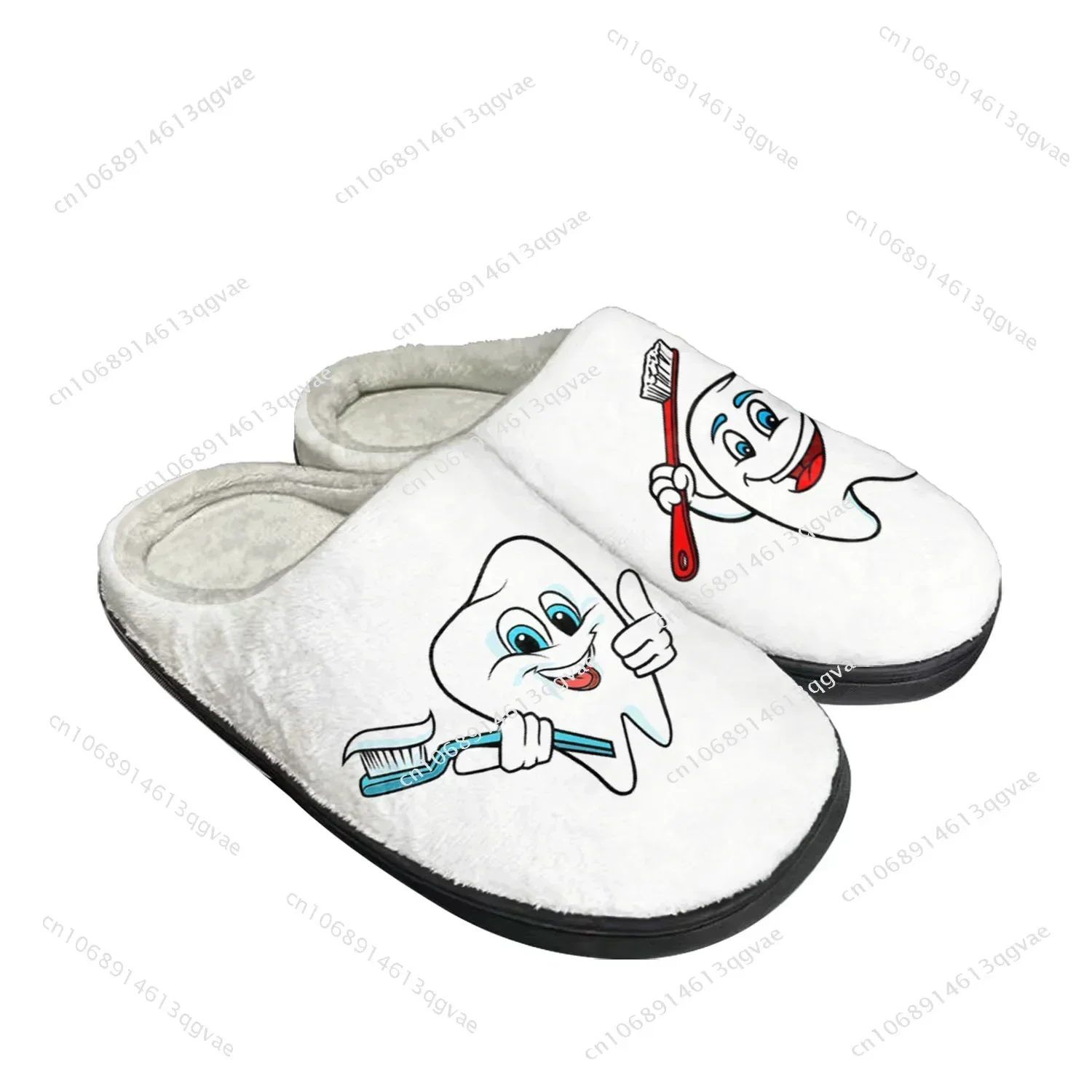 

Tooth Dentist Cartoon Home Cotton Slippers Mens Womens Plush Bedroom Keep Warm Shoe Customized Thermal Slipper