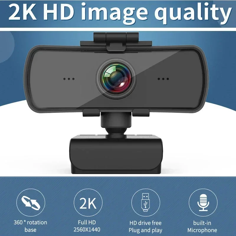 USB HD 2K Webcam autofocus 2040*1080 30fps Web Cam for Desktop Laptops Game PC Built-in Microphone Camera