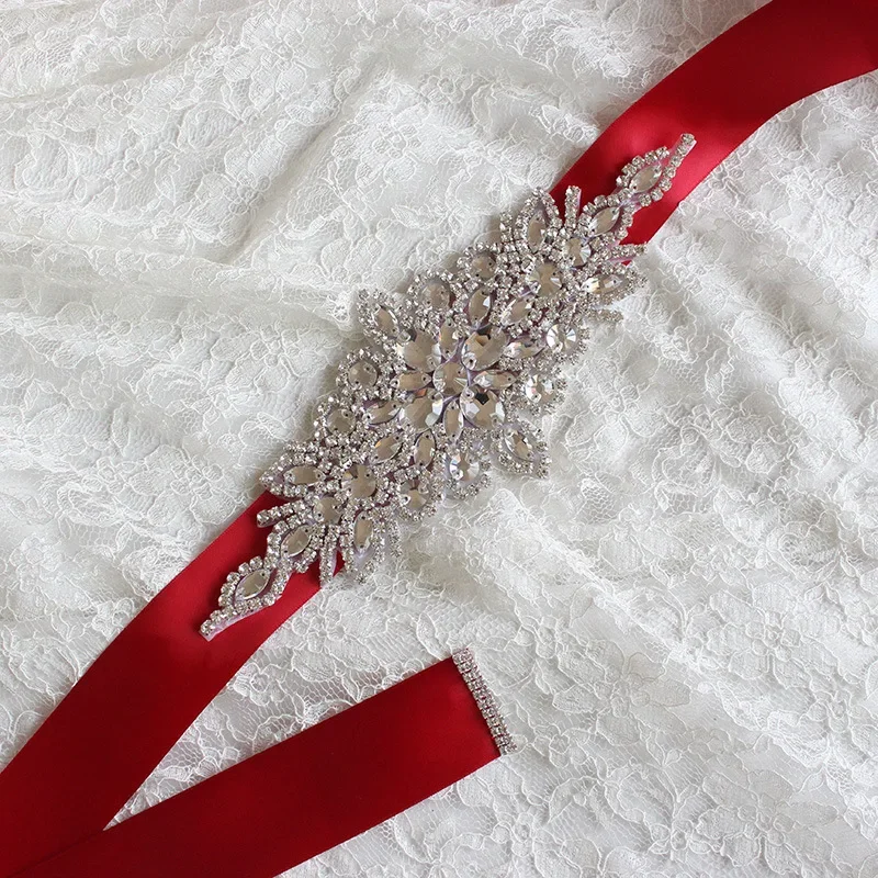 bride belt high-end luxury rhinestone bride satin belt ladies satin belt wedding dress and dress accessories