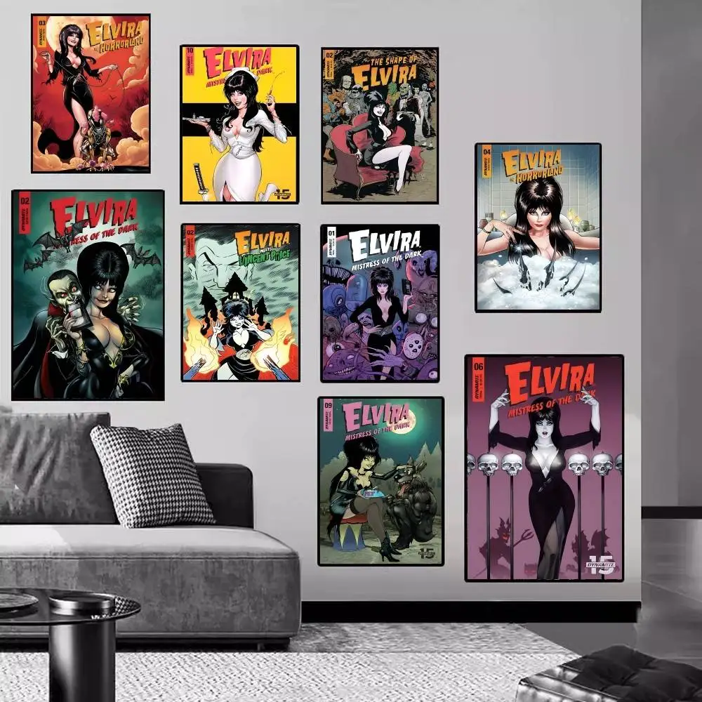 Film E-Elvira M-Mistress D-Dark Vintage Classic Vintage Posters Whitepaper Prints Posters Artwork Kawaii Room Decor