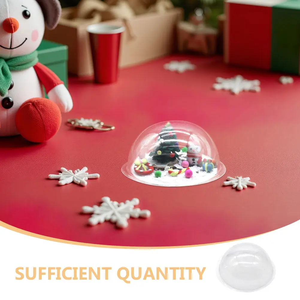 

30pcs Clear Plastic Fillable Snow Globe Domes Diy Ornament Hemisphere Covers For Christmas Village Decorations For Holiday Decor