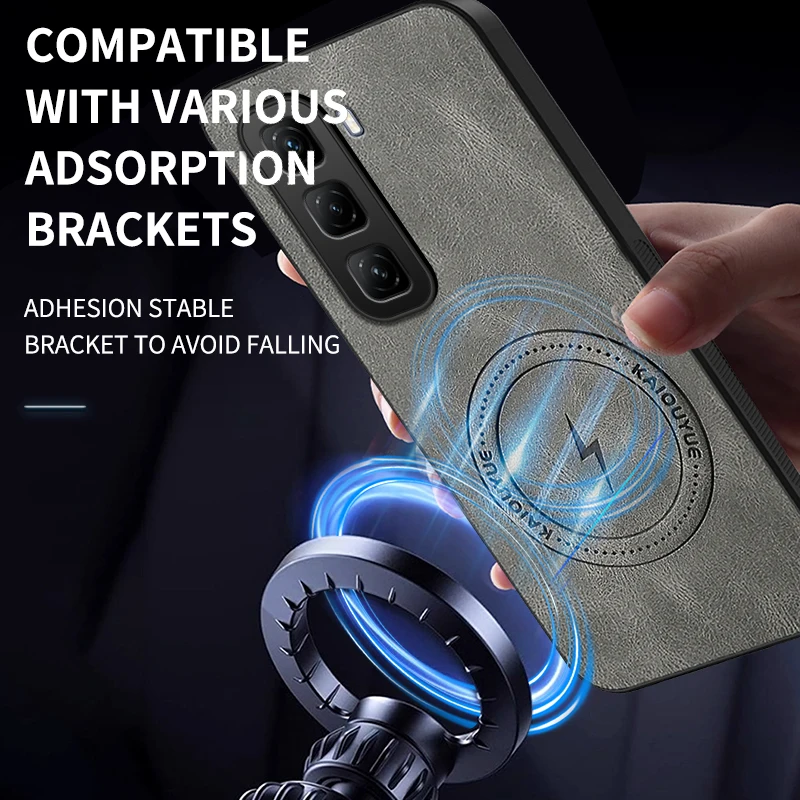 For infinix Hot 60 Pro Plus Case Luxury PU Leather Magnetic Magsafe Protective Back Cover For infinix Hot 60i 60Pro Phone Shell view 5