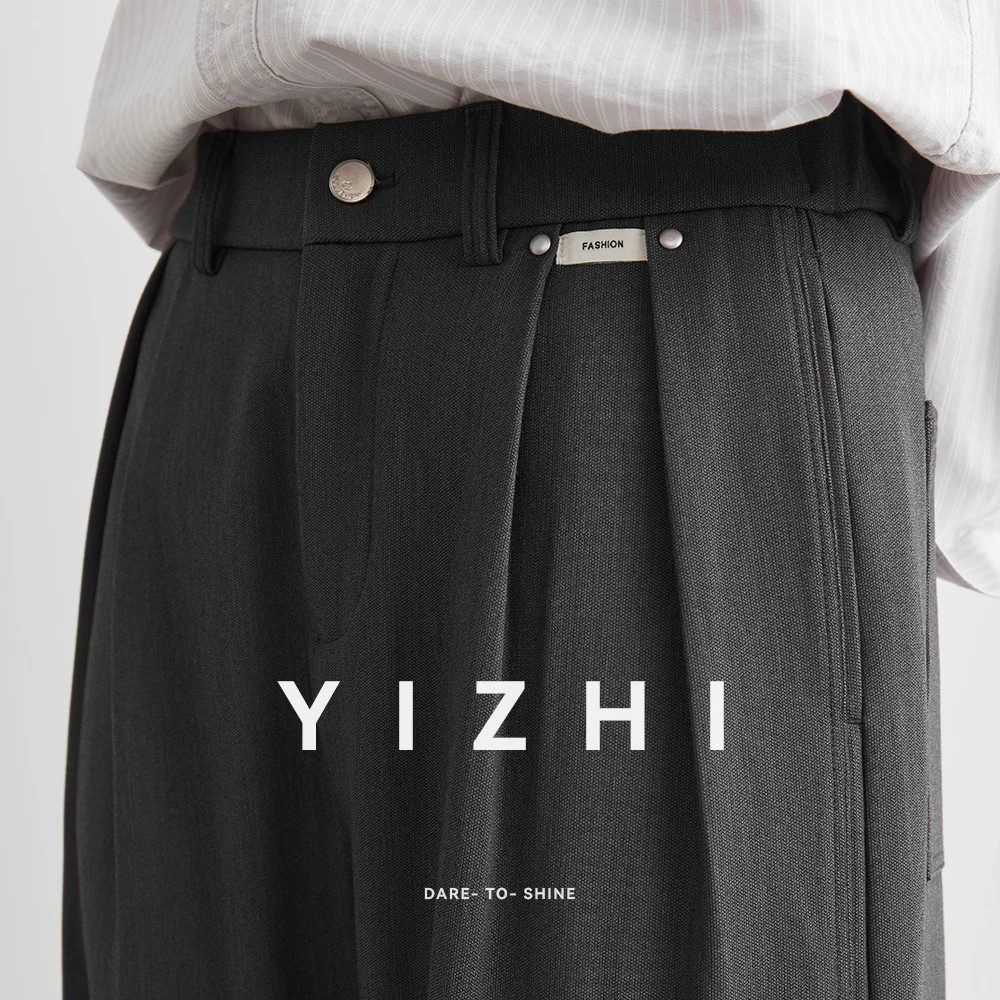 Fashion Men's Autumn Loose Straight Leg Wide Pants Draping Long Trousers Korean Style Casual Pants Handsome Suit Pants