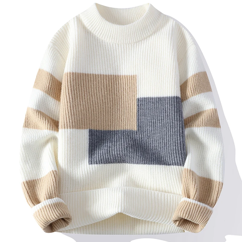 

Цвет Blo Fce Lined Thiened Мужской вязаный свитер Зимний повседневный свободный крой Высококачественный осенне-зимний теплый женский свитер...