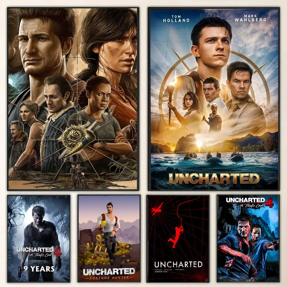 Adventure Video Game U-Uncharted Painting Calligraphy Canvas Poster Wall Art for Living Room Bedroom Cafe Decor Gift