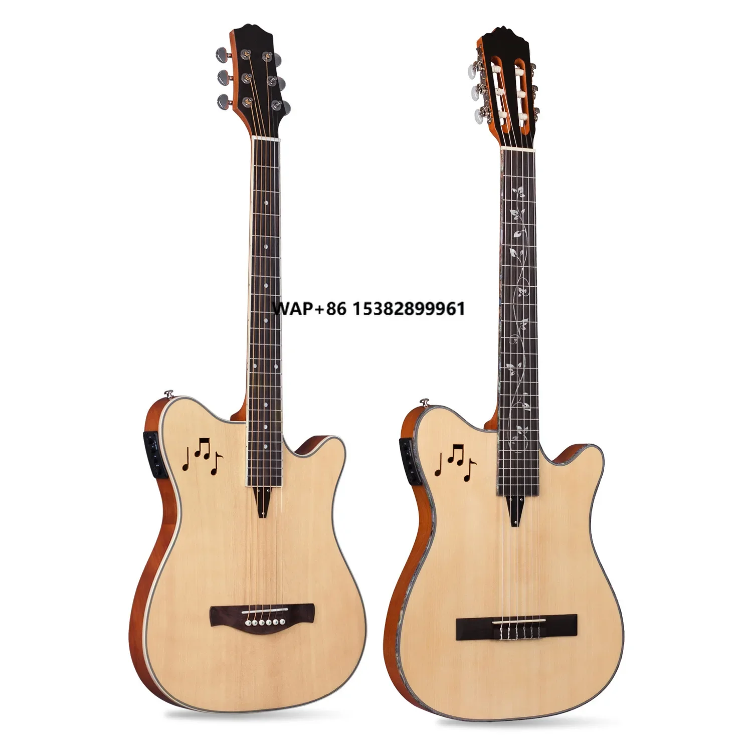 

40 Inch Spruce Peach Blossom Core Full Veneer Electric Classical Guitar with Rosewood Fretboard Matte Finish 6 Strings