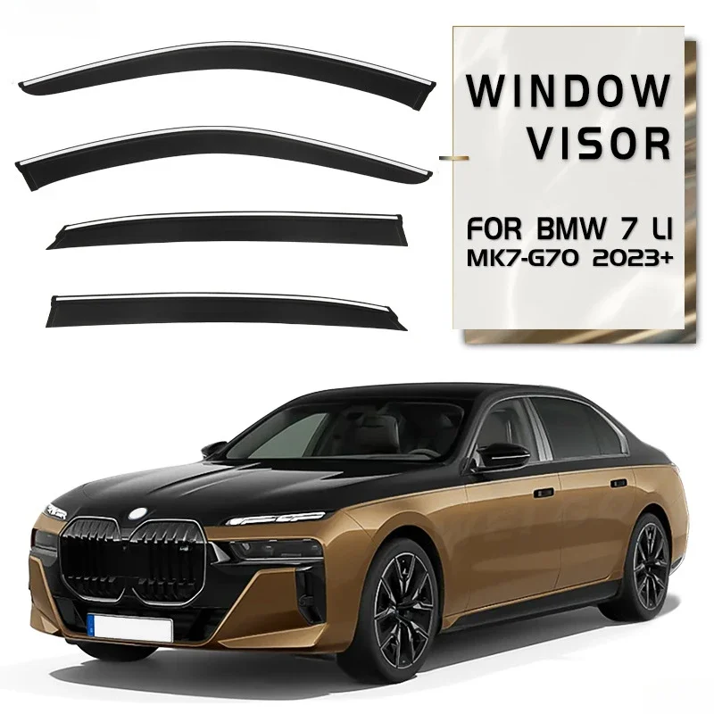 

Chrome Strips Rain Guards for BMW 7 Series G70 Li 2023- Long Wheelbase Window Visor Wind Deflectors Door Visor Shade Ventvisor