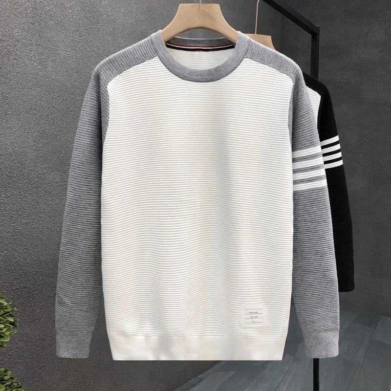 

2025 Fashion Light Luxury Contrast Color Sweater Trendy Brand High-end Loose Knitwear Autumn Winter Warm Trendy Bottoming Shirt