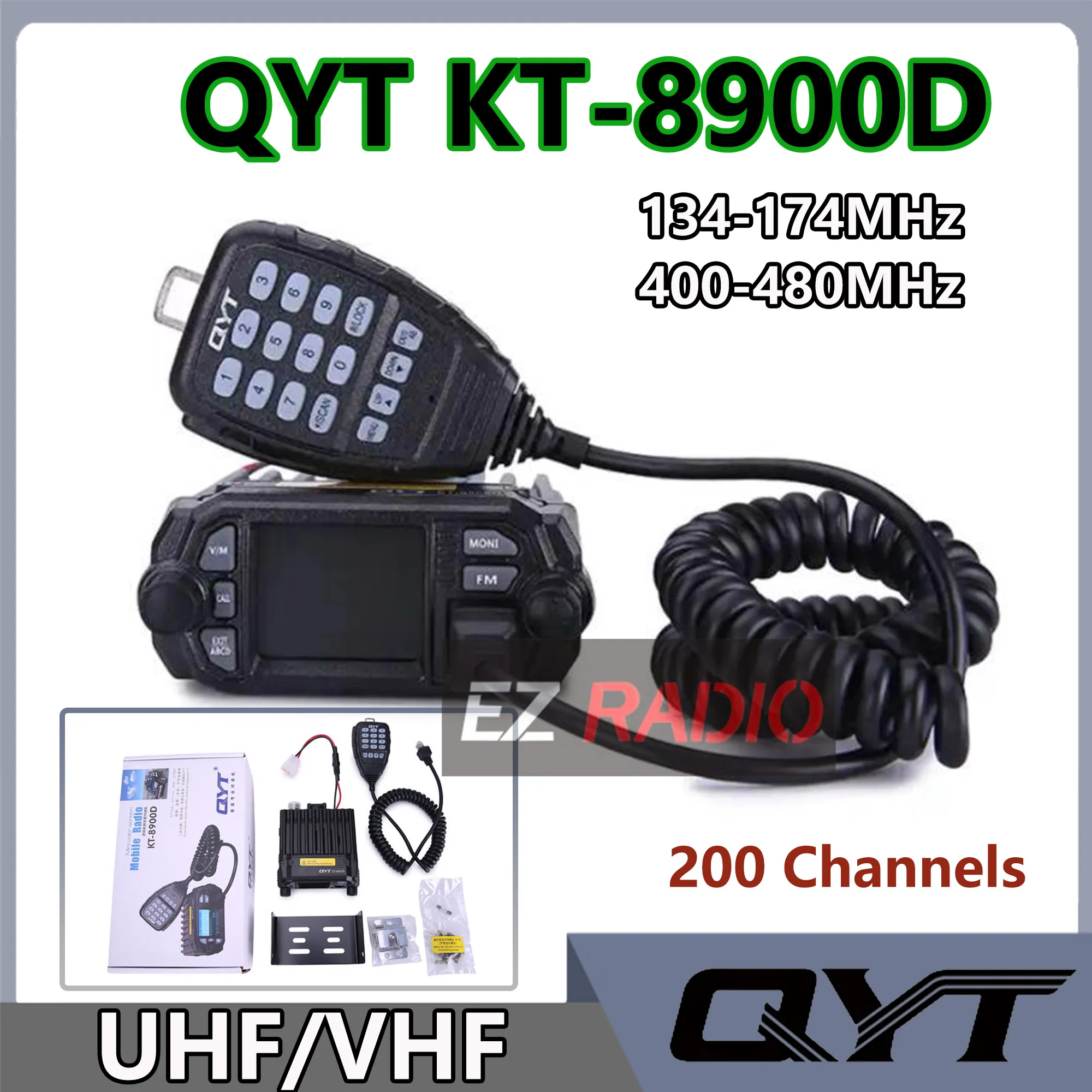 

QYT KT-8900D 144/430MHz Dual Band Walkie Talkie VHF UHF 25W 200Channels Mini FM Amateur Mobile Station Radio 136-174/400-480MHz