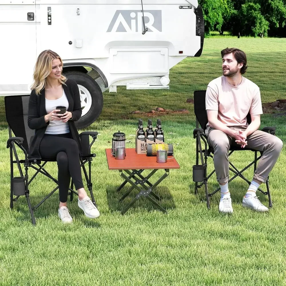 Portable 350 lbs Capacity Camping Chair with Padded Armrests, Cup Holder, Side Pocket, and Carrying Bag - Ideal for Outdoor Acti
