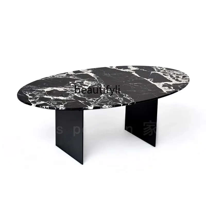 

Marble Coffee Table Nordic Minimalist Style Dining Table in Dining Room Hotel Villa Mansion Natural Luxury Stone