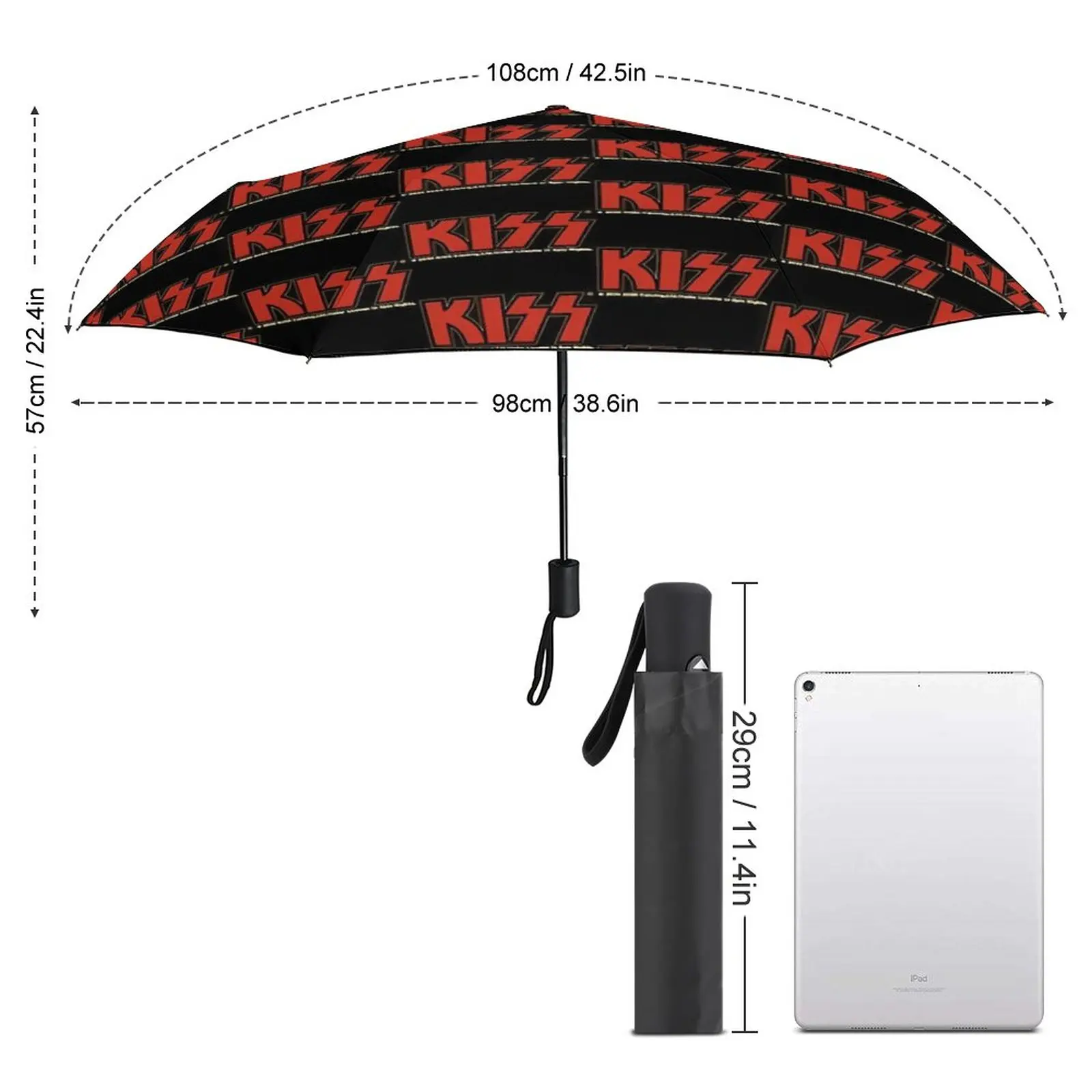 Kiss Band Logo Umbrella Rock Band Print Unique Windshield Umbrella Automatic Painting Folding Golf Umbrella