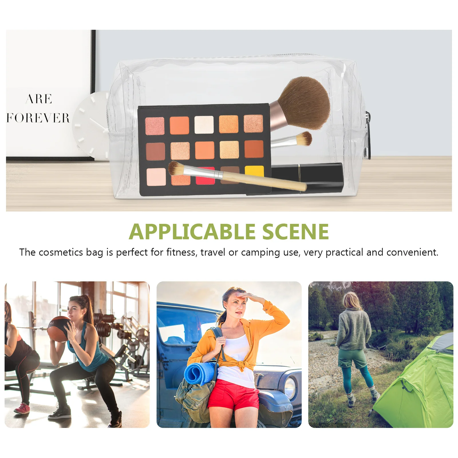 

Large Capacity Toiletry Bag Transparent PVC Makeup Storage Pouch Portable Organizer for Travel Outdoor Makeup Brushes