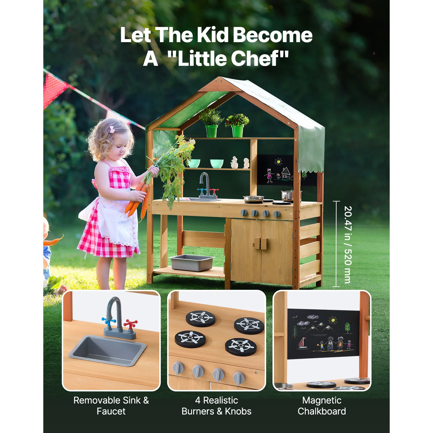 SucceBuy الطين تجهيزات المطابخ المطبخ لعب الاطفال في الهواء الطلق طفل بقالة مخزن Playset مع مواقد صنبور للأطفال هدايا عيد ميلاد