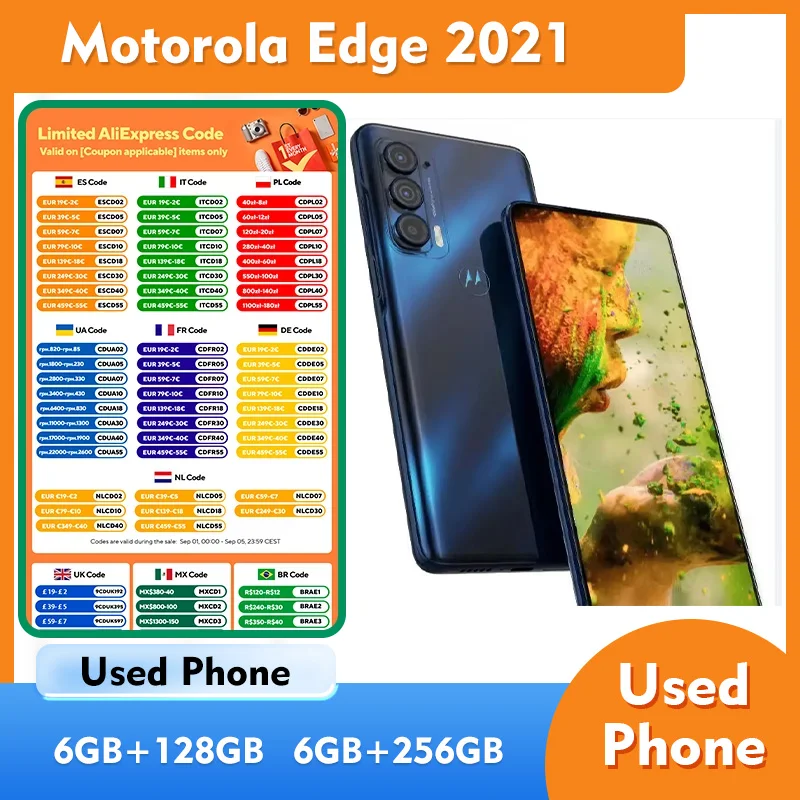 Смартфон Motorola Moto Edge 2021 XT2141 5 г Snapdragon 778g 108MP камера оригинальный экран 6,8 дюйма 5000 мАч б/у телефона