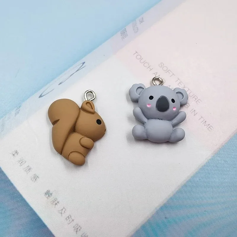 10pcs Cute Animal Squirrel Koala Charms Pendant For Earring Accessory DIY Phone Case Flatback Crafts Jewelry Making view 6