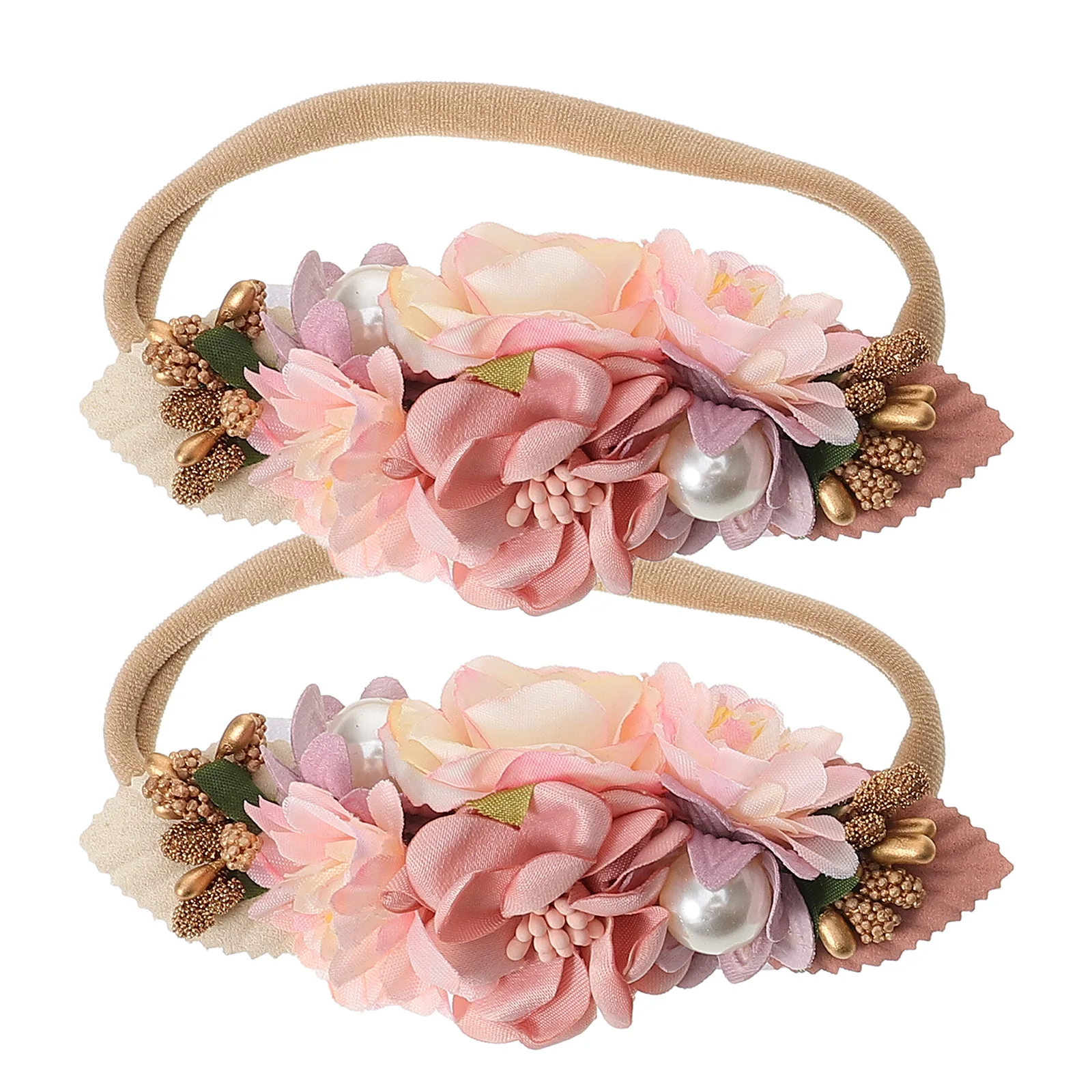 

2pcs Headb Newborn Floral Hairb Infant Photograph Headdress Silk Smooth Flexible Durable Trendy Unique Exquisite Photos