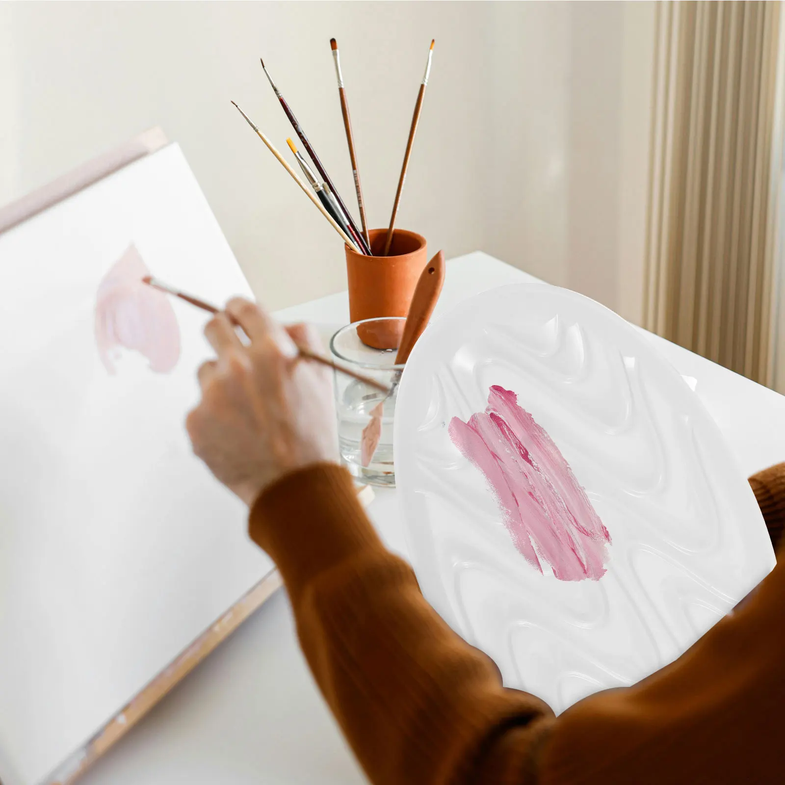 

Multifunctional Paint Palettes Lightweight Compact Design for Various Paints Artwork Gouache Palette Empty Watercolor Palette