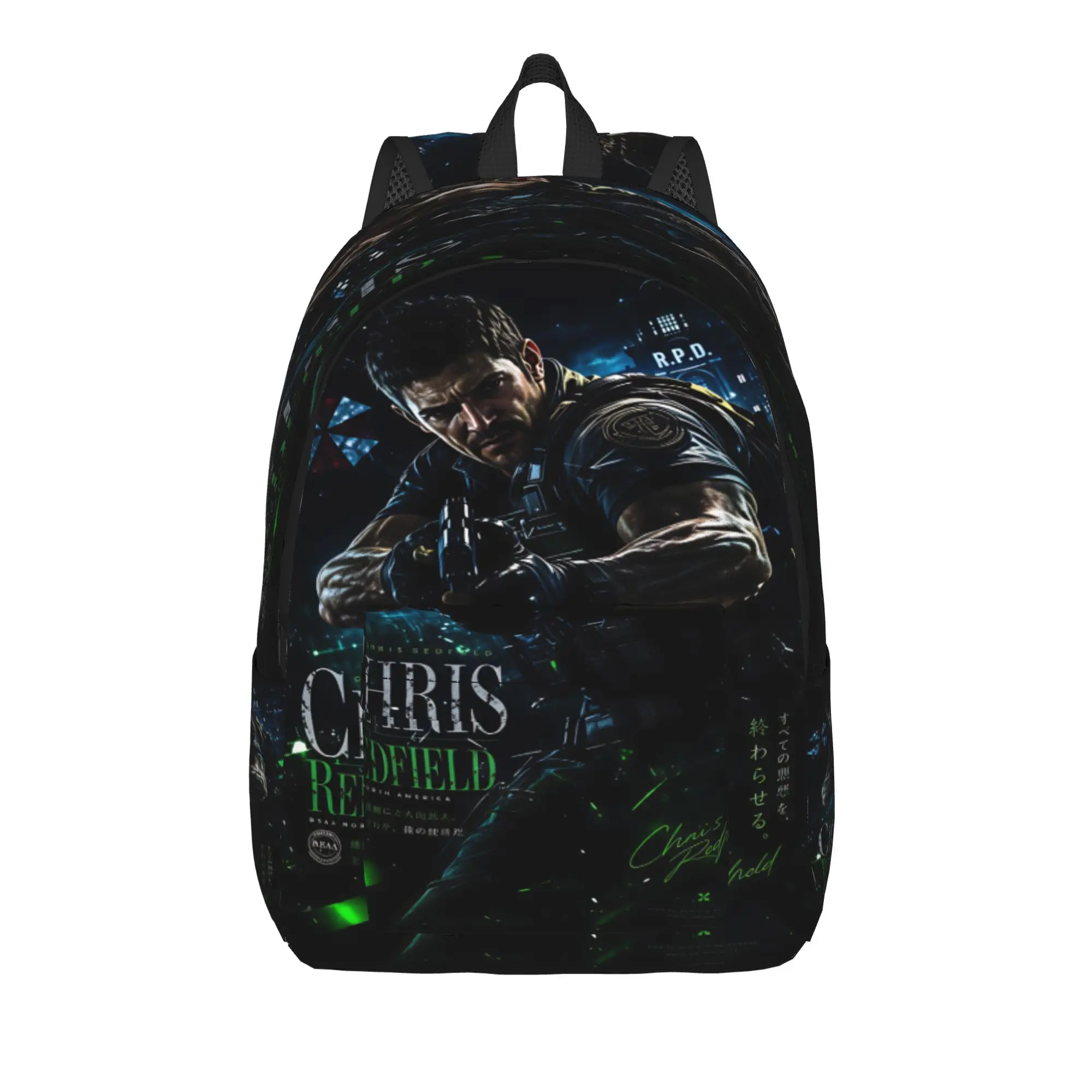 Chris Redfield Resident Evil Backpack  Teen Polyester Outdoor Style Backpacks Lightweight Streetwear High School Bags Rucksack