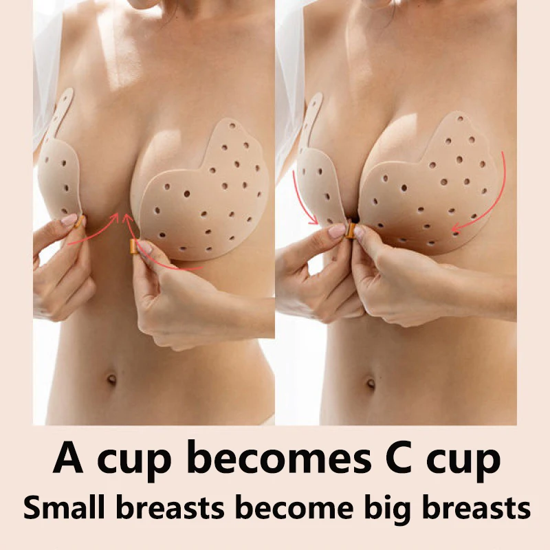 New sexy adhesive bra Breast sticker Front row button gathered breast lifting belt Invisible silicone bra nipple sleeve pad