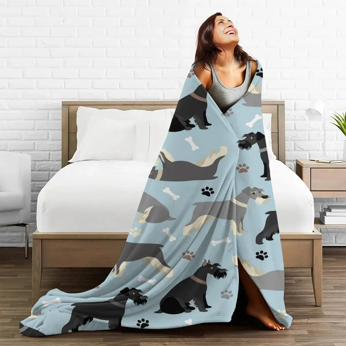 

Baby Blanket Schnauzer Puppy Dog Sofa Cover Velvet All Season Animal Throw Breathable Blanket for Bedding Office Bedding Throws