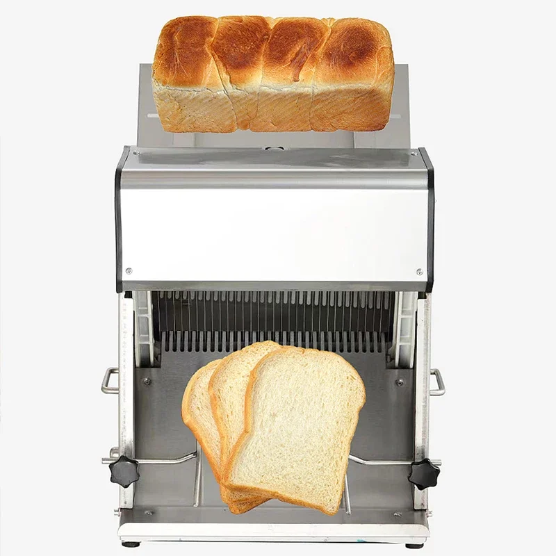 Mesin Pengiris Pemotong Roti Panggang Komersial Pembuat Pengiris Roti Otomatis Stainless Steel