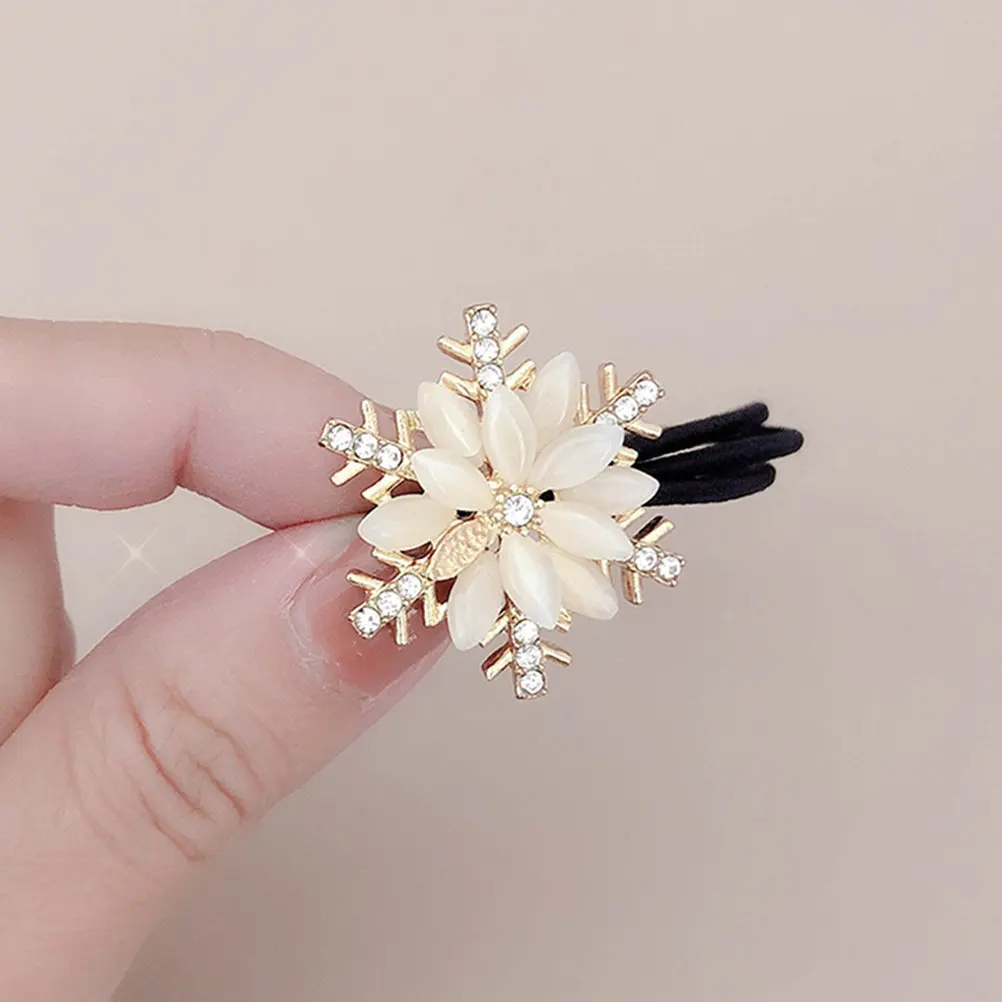

3 Pcs Snowflake Hairpins Decorative Ribbon Ties Christmas Scrunchies Women Elastics for
