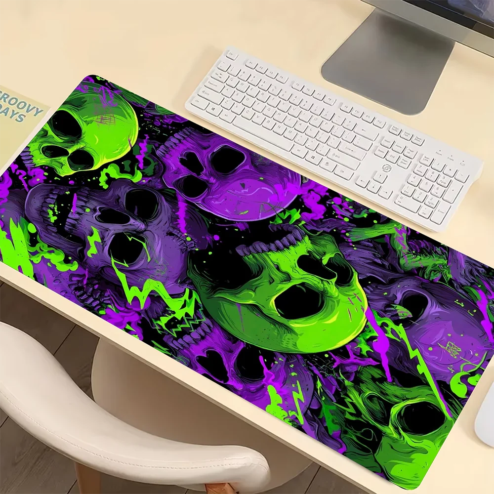 

1pc Cool Purple Skeletons Desk Mat Large Gaming Mouse Pad Non-slip Rubber Base Stitched Edge Keyboard Pads PC Tablet for Office