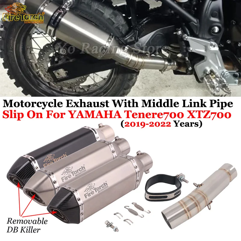 Motocyklowy System ucieczki wydechu modyfikuje tłumik rury Mid Link DB Killer wsuwa się do YAMAHA Tenere700 XTZ700 700 2019 2020 2022