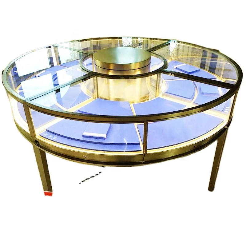 

Custom. High Quality Jewelry Store Display Showcase Round Jewelry Showroom Display Table with LED