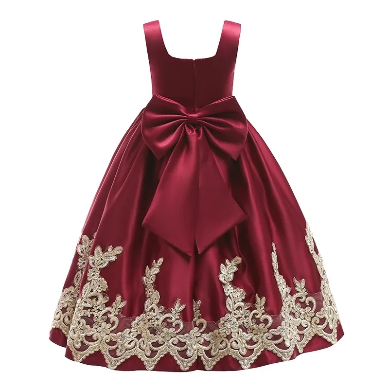 Elegant Embroidery Princess Girls Wedding Flower Dress 4-15Yrs Teenager Girl Dresses Children Baby Party Dress Christmas Clothes