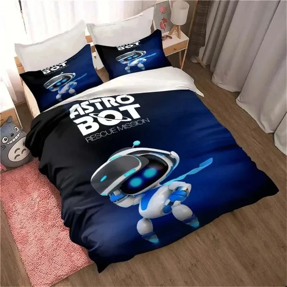 Astro Bot Cute Cartoon Bedding Set Duvet Set Single Double Bed King Size Bed Set Adult boys Bedroom Duvet Cover Set