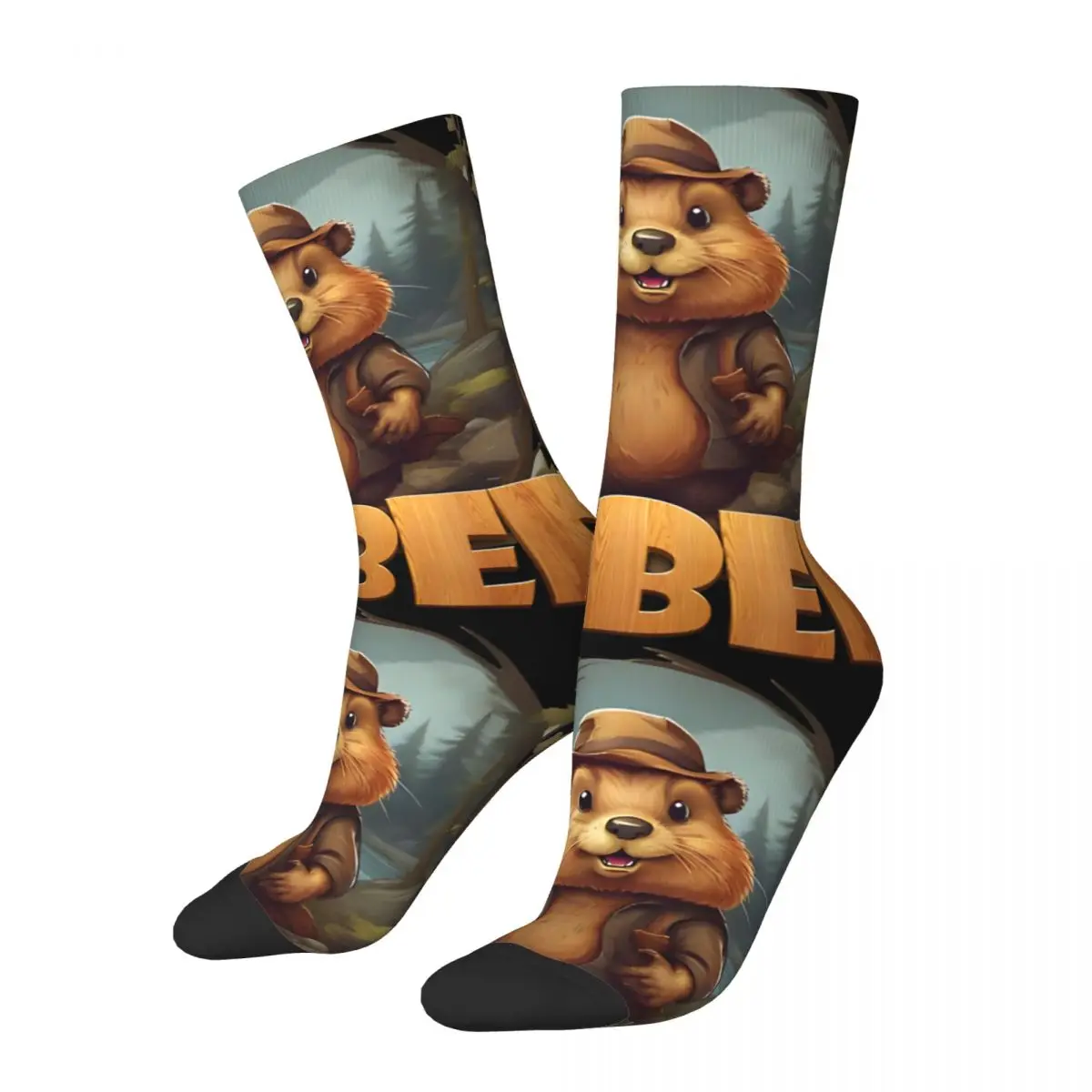 Beaver Men's Socks Retro Harajuku Bobr Kurwa Street Style Novelty Seamless Crew Sock