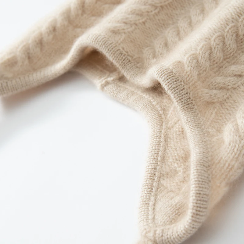 Hohe Qualität Winter Frauen Kaschmir Hüte Mode Im Freien Warm Halten Ohr Caps Solide Strick Beanie Russische Hut Weibliche Bomber Hüte – Detail 15