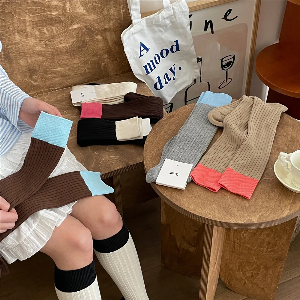 

SP&CITY Simple Fashion Colored Cotton Long Socks Women's Academy Style Double Needle Socks Hipster Soft Breathable Trendy Socks