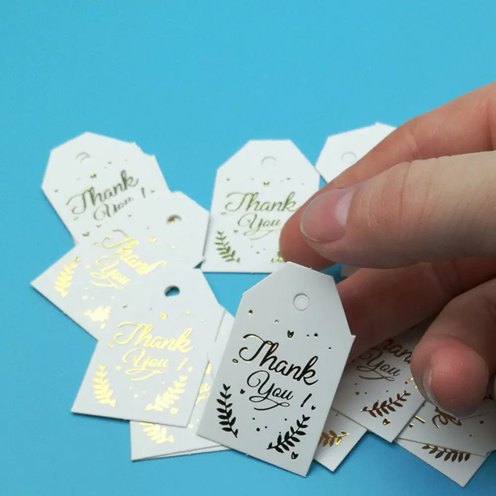 

100 шт. прямоугольных подвесных этикеток «Спасибо» из премиальной бумаги для подарочных коробок, свадебного декора, прочные наклейки с благодарностью