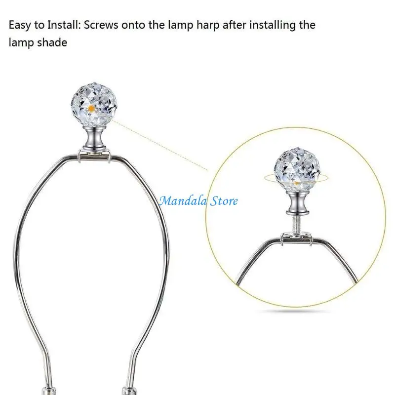 

U2JC 2Pcs Faceted Clear Crystal Glass Ball Finial Lamp Top Cap Screw with Base Threaded Diamond Table Floor Lampshade Finials