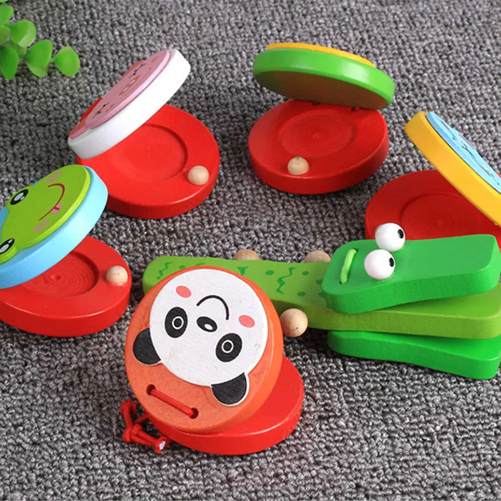 2 Pcs Baby Musical Instrument Hand Clappers Wooden Rhythm Toy Sensory Toys Bamboo Percussion Instruments